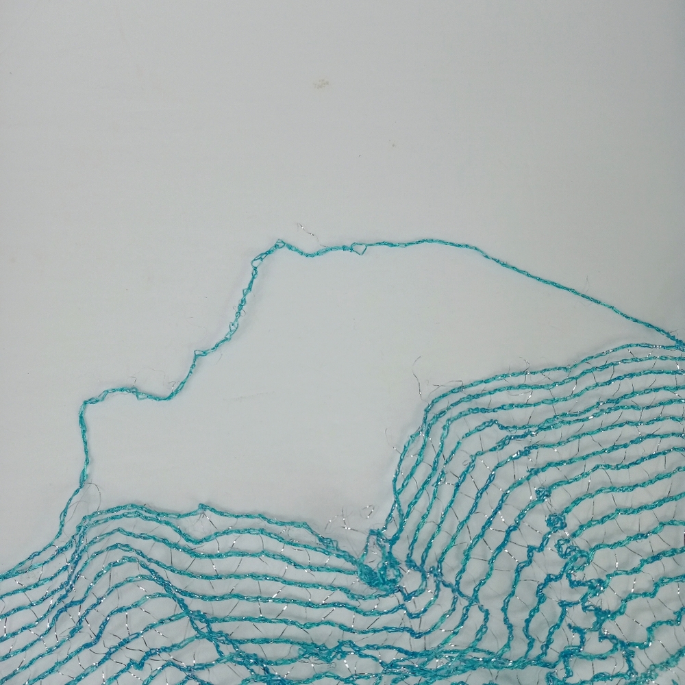 Blue Ruffled Net Fringe Scarf - Picture 8 of 8